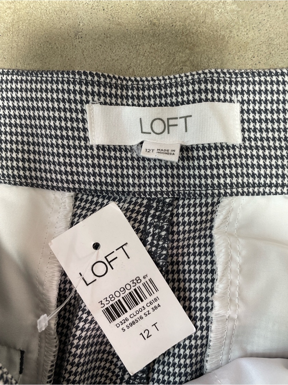LOFT Trousers NWT Pants White Black Herringbone Wide Leg Sailor 12 Tall - Picture 7 of 11